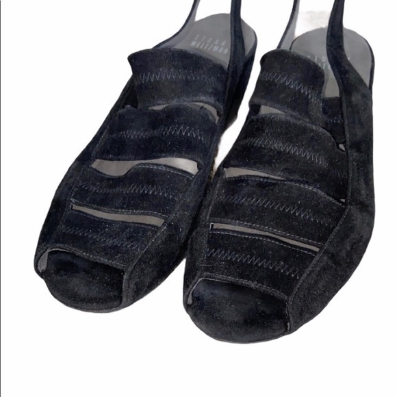 Stuart Weitzman‎ Spando Black Suede Slingback Wedge Heels - Picture 6 of 14